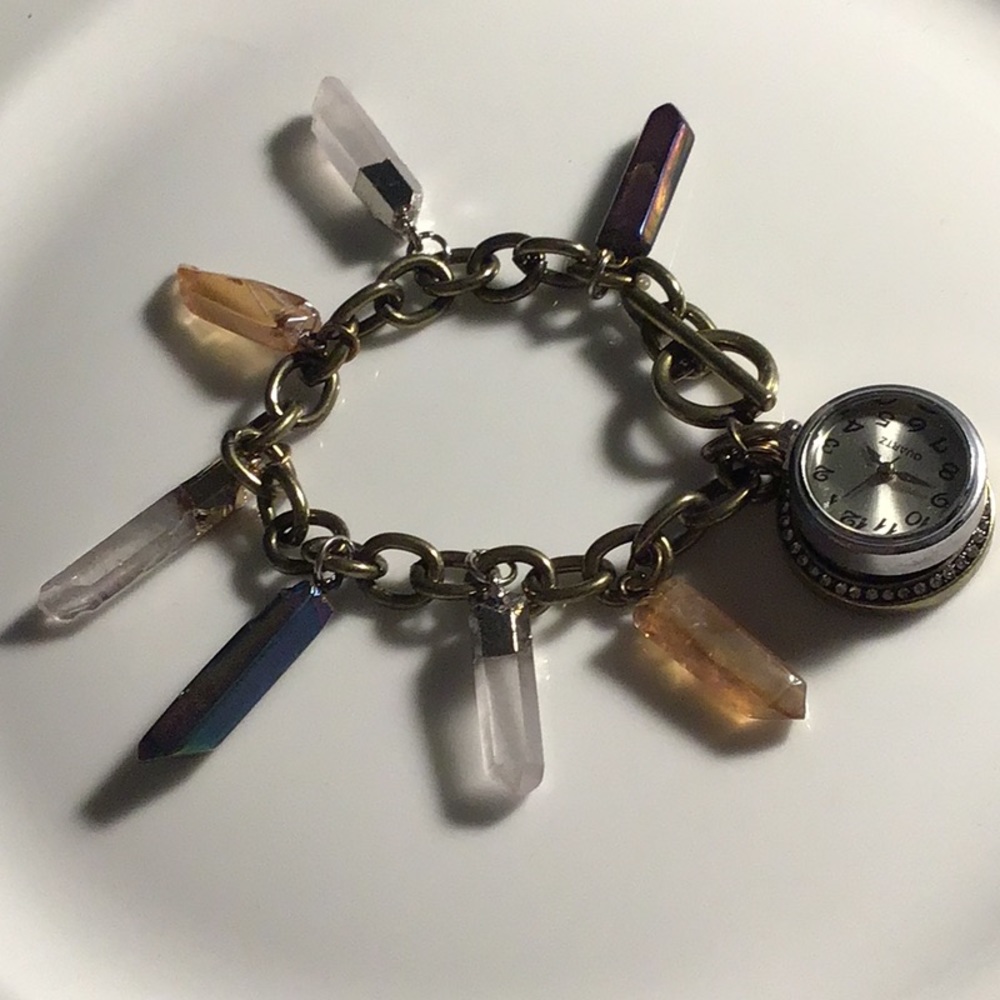 Multi Quartz Crystal Charm Watch OOAK - Picture 6 of 6